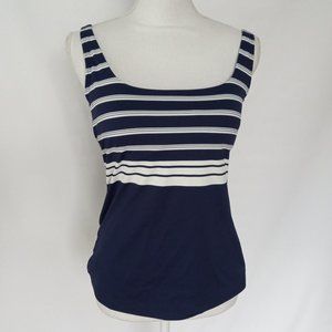NWT Lands' End Women's Navy Striped Square Neck Tankini Swim Top Size 6